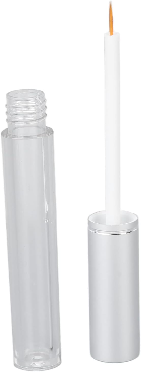 Dioche 5Pcs 3ml Empty Mascara Tube Mascara Eyelash Cream Container Transparent Aluminum Cover Empty Container Bottles with Rubber Stopper for Traveling Camping