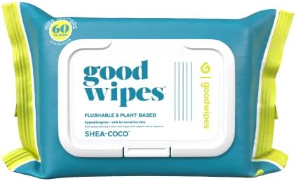 Goodwipes Flushable & Plant-Based Wipes with Botanicals | Dispenser for At-Home Use | Shea-Coco with Aloe Septic and Sewer Safe | 60 count (1 pack) - Biggest Adult Wipes