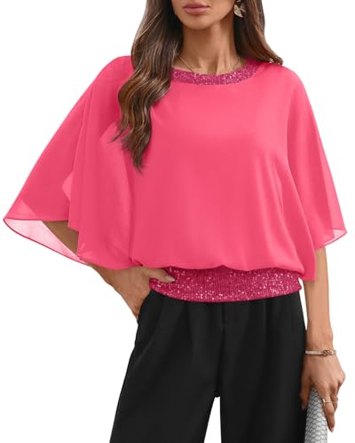 For G and PL Women Dressy Top Blouse Sequin Glitter