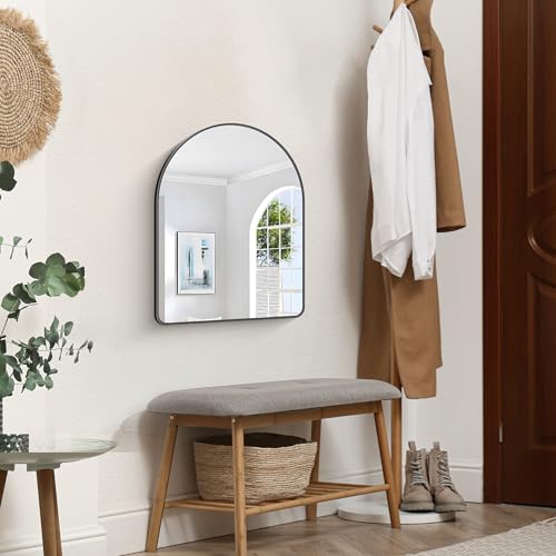 Image of FORBATH Arched Bathroom Mirror 18x24 Inch, Black Bathroom Mirror Wall Mounted Modern Aluminum Alloy Frame Arch Mirror for Bedroom Living Room Entryway, Hanging or Leaning Against Wall
