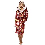  SGSD BademäNtel FüR Damen - Weihnachten - Fleece - Morgenmantel, Lang, Kuschelig, Flauschig, Saunamantel, Geburtstagsgeschenk FüR Frauen, Coral, Fleece, Bathrobe - Flauschiger - Hausmantel