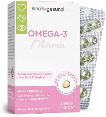 Premium Omega 3 Schwangerschaft Kapseln - 293 mg DHA und 173 mg EPA - für Mama & Baby - sicheres & frisches Omega-3 - Schwangerschaft & Stillzeit - einfache Einnahme - 90 Mini Kaps