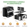Friggitrice ad Aria 12 Litri con Ricettario | Air Fryer XXL Doppia Singola Zona Regolabile, 8-in-1 Friggitrice Aria Doppio Cestello Temp Indipendente, Airfrye Grande Max 200°C Finestra & Luce Interna