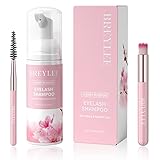 Eyelash Extension Cleanser, BREYLEE Upgraded Eyelash Extension Shampoo 60ML+Mascara Wand+Brush...