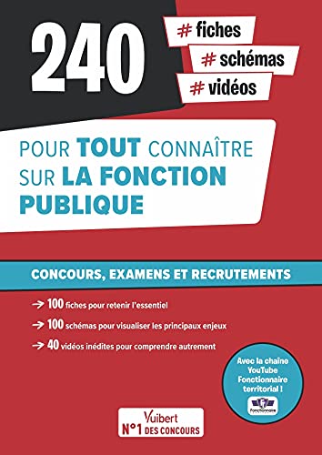 Fonction publique : 240 fiches, schémas et vidéos pour tout connaître - Avec la chaîne YouTube Fonctionnaire territorial: Concours, examens et recrutements - Ecrits et oraux - Catégories A, B et C