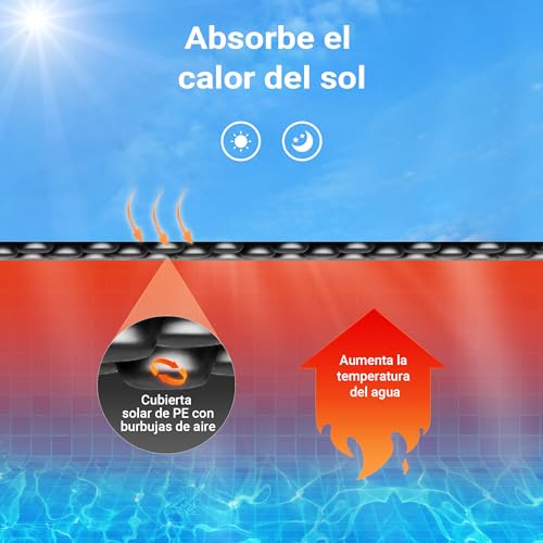 Miniatura 3 de Cubierta Solar Piscina Negro Isotérmica De Burbujas Rectangular 5x8m Cobertor Protección