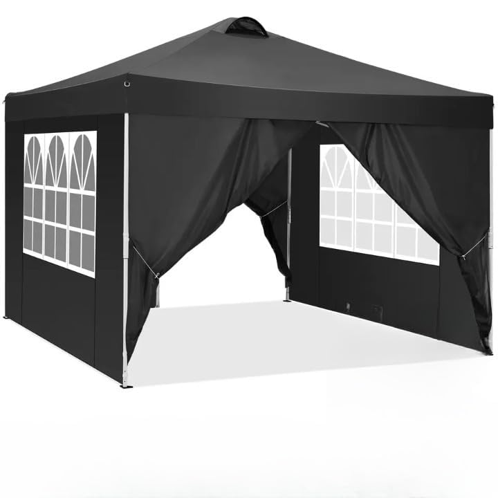 Image of PERGOLA Design 10x10 Heavy Duty 30KG Canopy Tent with Window Side Walls & Curtains | Premium Waterproof Pop Up Gazebo Outdoor Portable Event Shelter for Garden, Terrace & Parties