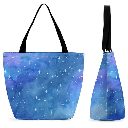 Sac à main pour femme grand format étoiles bleues avec anses ultra résistantes