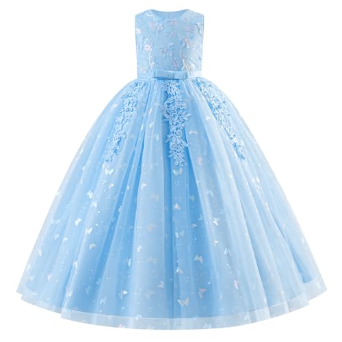 Amazon.com: IBTOM CASTLE Flower Girl Butterfly Dress for Girls Sleeveless  Sequins 3D Flower Tulle Long Maxi Dresses Little Kids Wedding Guest Formal  Pageant Dance Ball Gown Blue-Butterfly 2-3 T: Clothing, Shoes &