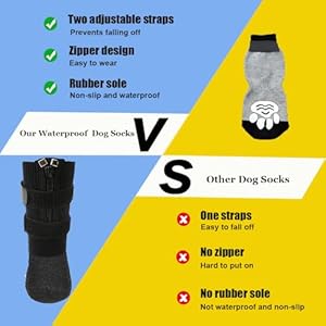 Waterproof grip dog shoesanti slip dog socks bootszipper dogs booties paw protectors for hardwood floorindoor and outdoor for small medium large dogs black m  urban country home decor