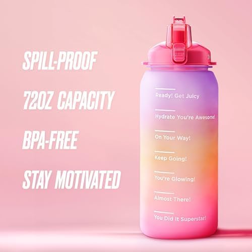 Juicy Couture "Motivate" Fashion Water Bottle - 74oz - Stylish Trendy Hydration Bottle in Purple, Yellow, and Pink - Stay Fashionable and Hydrated On-the-Go! - Image 2