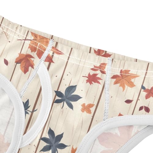 KLL Autumn Leaf on Old White Wooden Toddler Boys' Soft Athletic Underwear Cute Children Panties4
