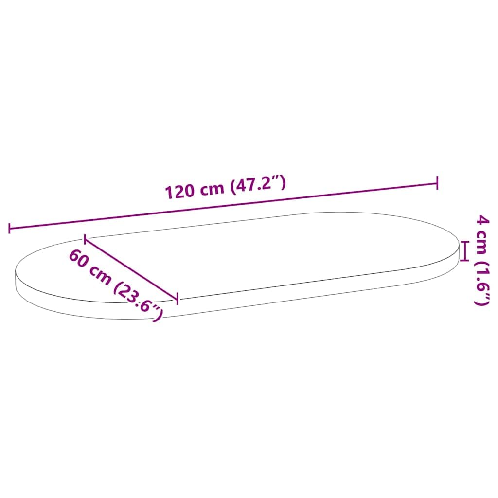 Massivholztischplatte 120x60x4 cm Eiche oval für Esszimmer, Wohnzimmer, Büro, Garten, DIY BAU, Möbelrestauration, robuste Arbeitsplatte, vielseitiges Zubehör, schützende Auflage