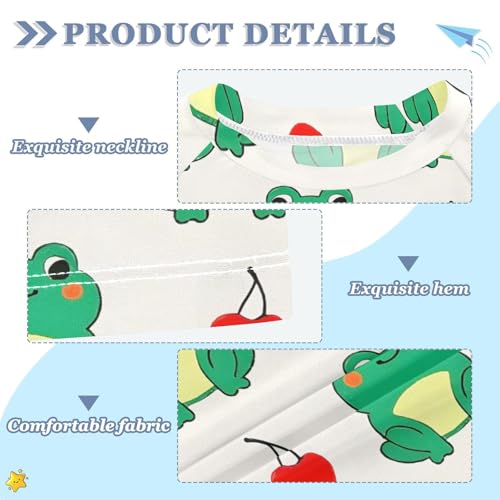 ALAZA Kids Rash Guard Boys Toddler Swim Shirts Short Sleeve Frog Cherry UPF 50+ 3T3