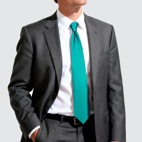 Image of Hi-Tie Men's Extra Long Solid Satin Tie Set 63 Inch /70 Inch Formal Necktie