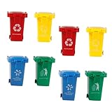 POPETPOP 8 Piezas Cubos de Basura Pequeños de Plástico con Tapa Abatible y Función Deslizante Juguetes Educativos para Reciclaje y Clasificación de Residuos Colores Surtidos para