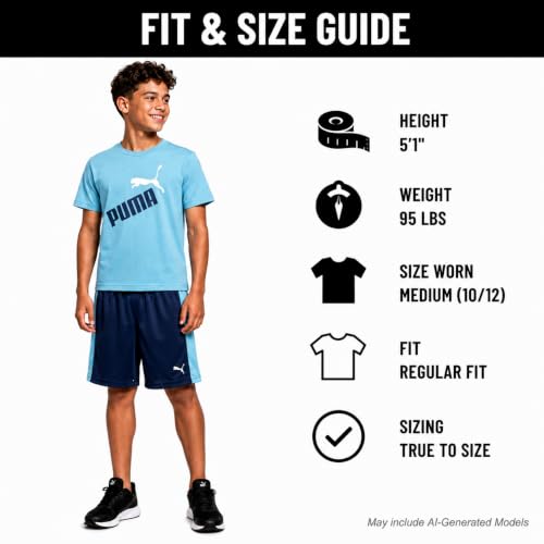 Image of PUMA Boys Active Shorts Set - 3 Piece Performance T-Shirt, Dry Fit Tank Top, and Gym Shorts - Activewear Set for Boys (4-16)