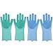 Produktbild Auidy_6TXD 2 Paar Geschirrspülhandschuhe, wiederverwendbar, magische Silikon-Handschuhe, Reinigungsbürste, Schwamm, Handschuhe für Küche, Auto, Badezimmer, Tierhaarpflege