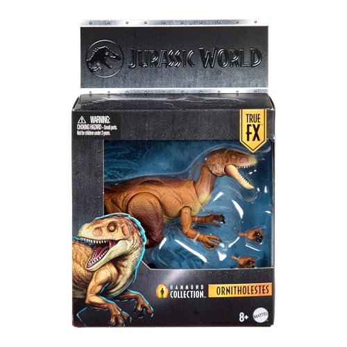 Mattel Jurassic World Hammond Collection Dinosaur Action Figure Ornitholestes, Premium Design with Realistic Eyes, 18 Articulated Joints & Extra Hands JKM91