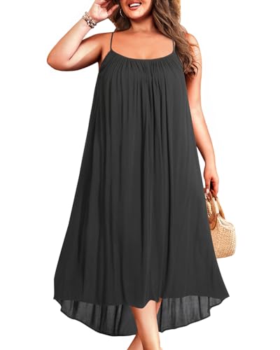Plus Size Swimsuit Cover Up Women Maxi Spaghetti Strap Coverup Sleeveless Summer Cover Dress