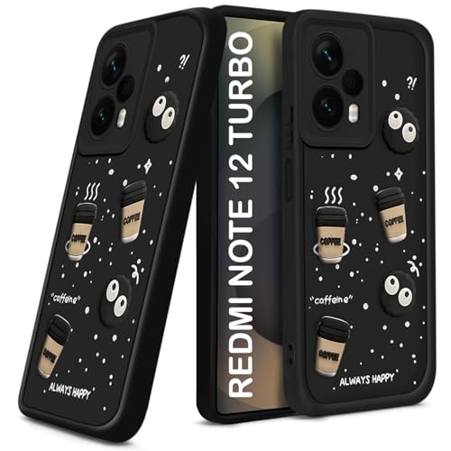 Image of TRUEUPGRADE Back Case Cover Compatible for Poco F5 5G / Redmi Note 12 Turbo | Cute Fun Cartoon 3D Ball | Coffee Silicone Case | Camera Protection | Body Protection | Shock Proof | Color Black