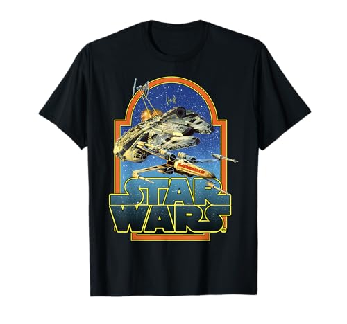 T-shirt Star Wars imprimé Space Chase noir en coton pour adulte vêtement de science-fiction