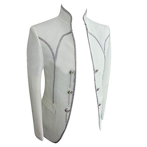HBDesign Mens 4 Piece with Shiny Sequins Edge Suits for Party(Jacket+Pants+Bowtie+Corset)3