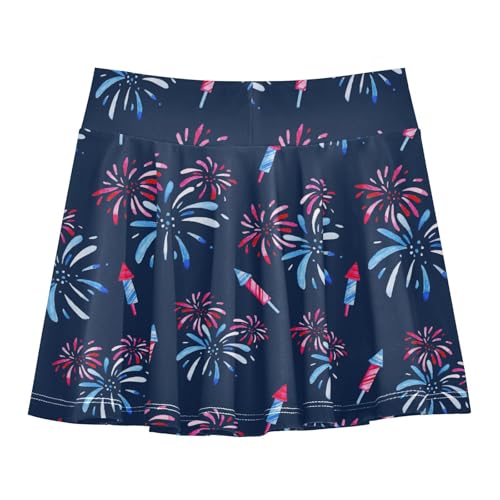 Aflyko 4th of July Girls' Skorts 2-in-1 Tennis Skirts with Built-in Shorts2