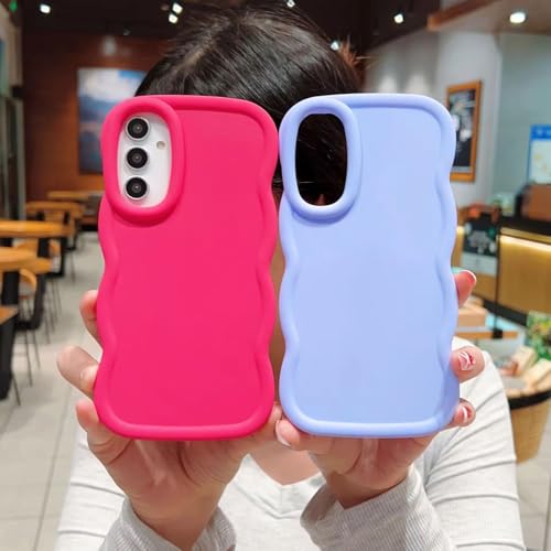 Image of KC Back Cover for Samsung Galaxy A35 5G - 3D Big Wave Shape Shockproof Bumper Soft Silicone Case with Camera Protection (Pink)