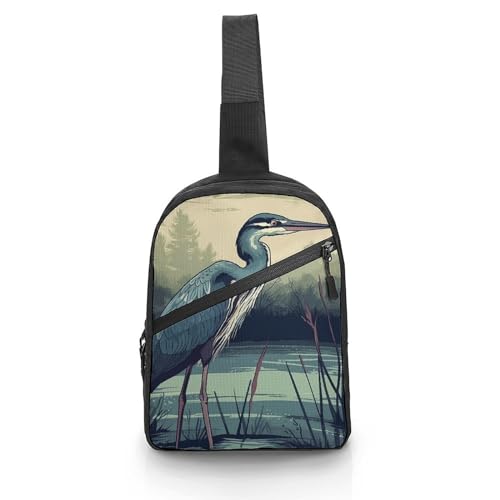Sac à bandoulière pour homme et femme - Sac à dos de poitrine héron