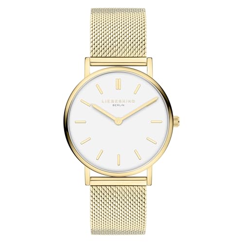 Montre pour femme idéale du bureau aux sorties chic avec son bracelet en maille dorée 34 mm