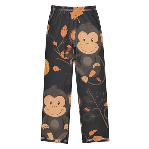 ZZXXB Monkey Maple Leaves Boys Long Pants Soft Trousers Elastic Waist Kids Lounge Bottoms with Pockets S-XL