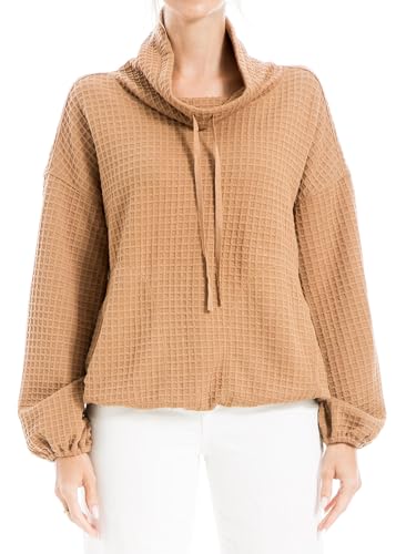 Image of Max Studio womens Max Studio Women's Cowl Neck Long Sleeve Waffle Knit Pullover