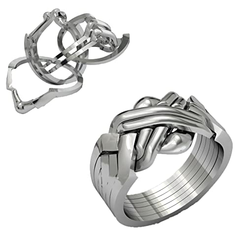 Bague puzzle 6 bandes argent 925 alliance tressée haut de gamme