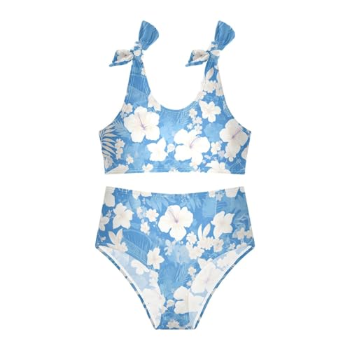 KLL Blue Flowers Girls' Two Piece Bikini Set Quick-Dry Bathing Suit Swimwear Adjustable Shoulder Strap3