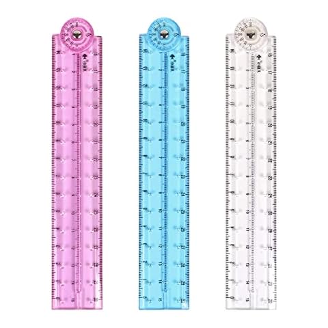 30cm 300mm Folding Ruler | Plastic Transparent Ruler Foldable Ruler | 3Pcs Geometric Ruler Plastic Ruler School Stationary Ruler Straight Ruler For School Children Kids Office Cover