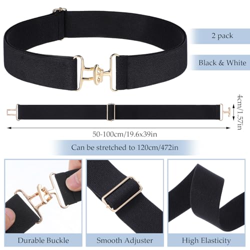 2pcs 1.5in Elastic Equestrian Belt, Stretchable Waist Belt Surcingle Buckle Horse Bit Belt for Horseback Riding Sport4