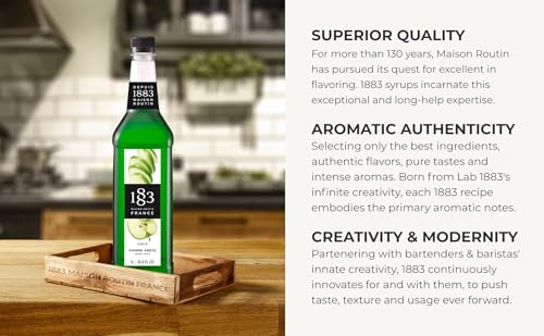 Image of 1883 Green Apple Syrup for Drinks, Made in France, 1 Liter Plastic Bottle