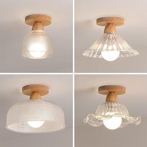 Iluminación de pasillos con plafón cilíndrico de vidrio y montura rústica 2
