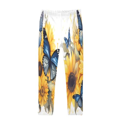 Toddler Girls Leggings Printed Yoga Pants Leggings Sunflower Blue Butterfly for Kids