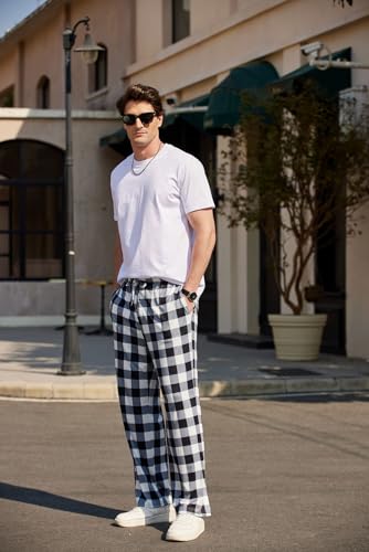 Ekouaer Men's Pajama Pants Plaid Pj Lounge Pants Soft PJ Bottoms with Pockets & Drawstring S-XXL2