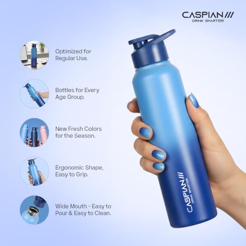 Image of CASPIAN / / / Hike Stainless Steel Customize Sipper Water Bottle Leak Proof Thunder for Fridge Home Office Travel School Kids Boys Girls Adults Sports Gym Yoga (B Horizon 1 Litre, Set of 1)|