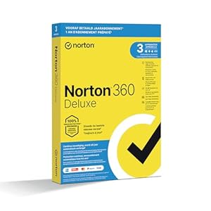 Norton 360 Deluxe 2025, antivirussoftware, internetbeveiliging, 3 Apparaten, 1 Jaar abonnement met automatische verlenging, Secure VPN en Password Manager, PCs, Macs, tablets en smartphones