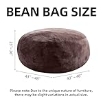 Bean Bag Chair 4Ft, Memory Foam Filled, Large Beanbag Chairs for Adults and Teens, Soft Sofa with Removable Flannel Cover, Round Couch for Living Room Bedroom College Dorm (Brown, 4FT-47×47"×24") - Image 3