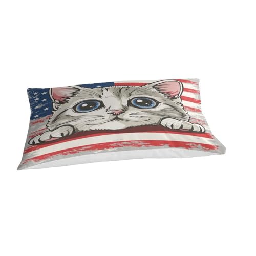 Housse de couette 135 cm chat américain parure de lit simple microfibre fermeture éclair - 5