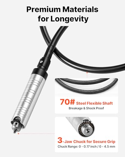Image of VEVOR Flex Shaft Grinder, 125W 18000RPM Electric Flex Shaft Rotary Tool, Foot Pedal Control Hanging Carver Grinder with Forward-Reverse Rotation for Carving Buffing Engraving Polishing