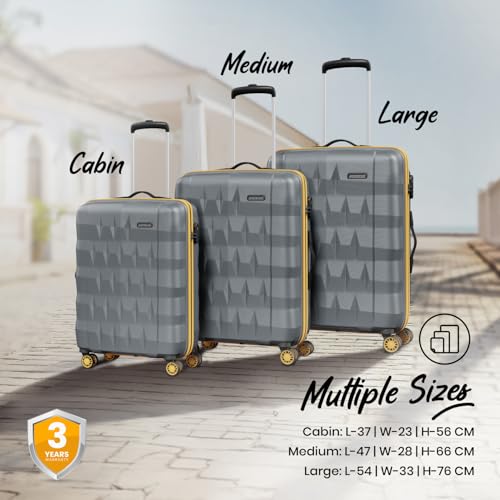 Image of Aristocrat Comet Check-in Trolley Bag 66cm | Medium | Hard Luggage| Smooth 8-Wheel Suitcase| Combination Lock with Sturdy Zipper | Full Fabric Convipack | 3-Year International Warranty (Grey)