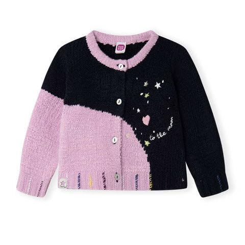 | Girls' and Toddler Long Sleeve Knitted Cardigan Sweater | Collection Galaxy Friends | Pink & Black
