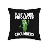 Cool Cucumber Art For Girls Kid Pickle Vegan Vegetarian Keto Throw Pillow