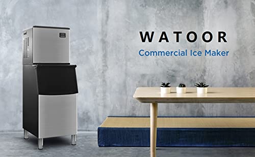Watoor Commercial Ice Machine Stainless Steel Industrial Ice Machine Etl Approved 350Lbs/24H With 200Lbs Bin, Full Clear Cube, Professional Refrigeration Equipment #TOP4
